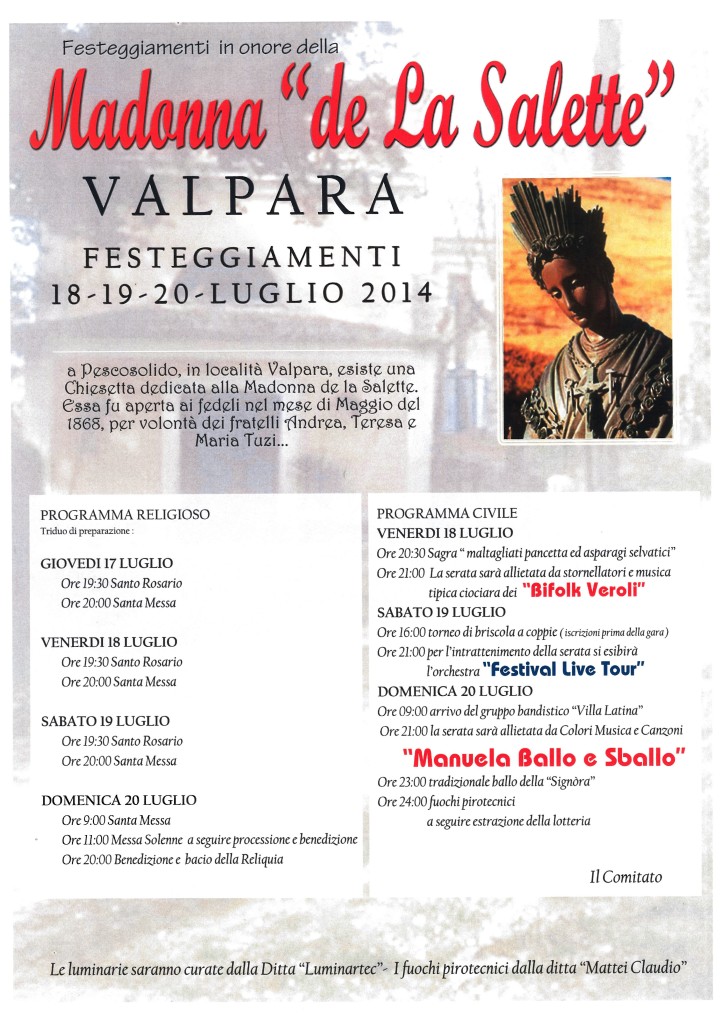 Manifesto Madonna del la Salette 2014